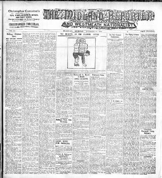 cover page of Midland Reporter and Westmeath Nationalist published on December 27, 1928