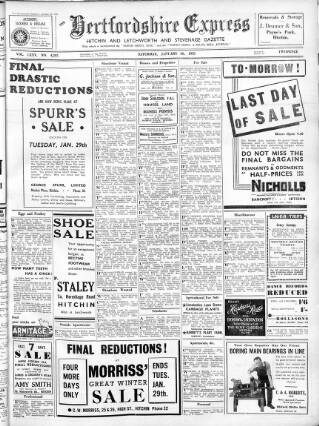 cover page of Hertfordshire Express published on January 26, 1935