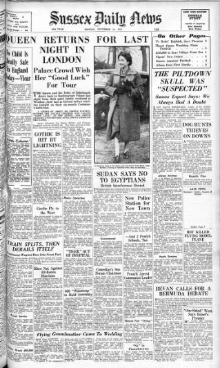 cover page of Sussex Daily News published on November 23, 1953