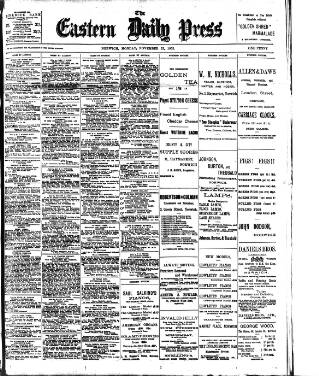 cover page of Eastern Daily Press published on November 23, 1903