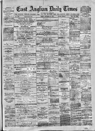 cover page of East Anglian Daily Times published on December 25, 1874