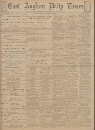 cover page of East Anglian Daily Times published on November 23, 1905