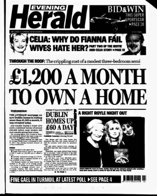 cover page of Evening Herald (Dublin) published on January 26, 2001