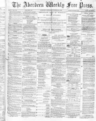 cover page of Aberdeen Weekly Free Press published on November 23, 1872