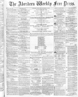 cover page of Aberdeen Weekly Free Press published on December 21, 1872