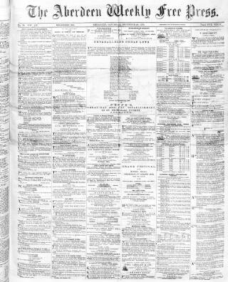 cover page of Aberdeen Weekly Free Press published on December 28, 1872