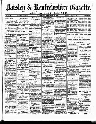 cover page of Paisley & Renfrewshire Gazette published on January 26, 1884