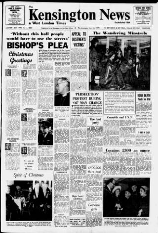 cover page of Kensington News and West London Times published on December 25, 1970