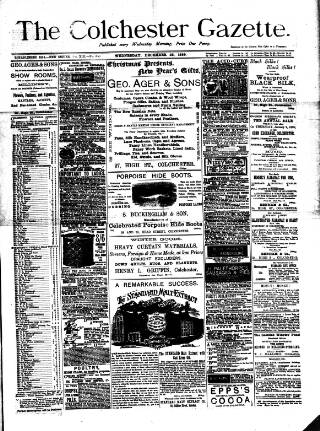 cover page of Colchester Gazette published on December 25, 1889