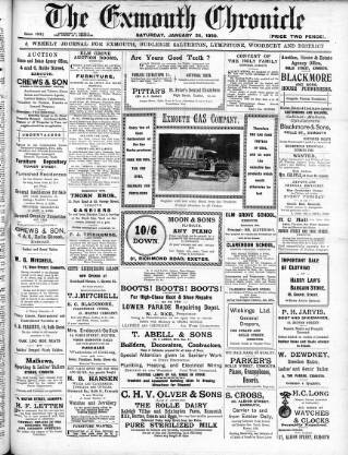 cover page of Exmouth Chronicle published on January 24, 1920