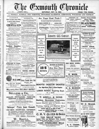 cover page of Exmouth Chronicle published on November 13, 1920