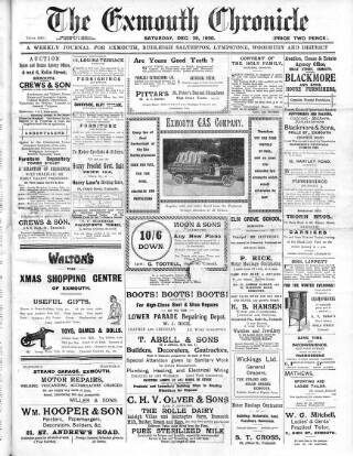 cover page of Exmouth Chronicle published on December 25, 1920