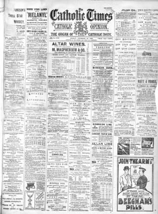 cover page of Catholic Times and Catholic Opinion published on December 25, 1908