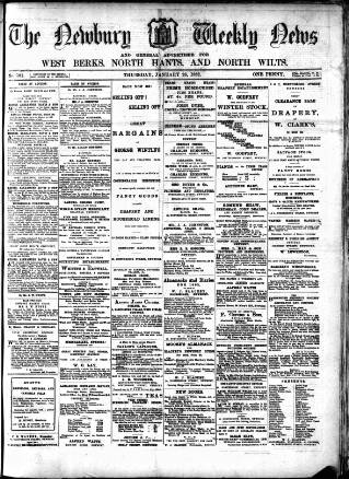 cover page of Newbury Weekly News and General Advertiser published on January 26, 1882