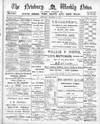 cover page of Newbury Weekly News and General Advertiser published on December 19, 1907