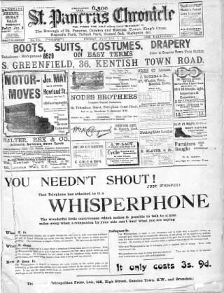 cover page of St. Pancras Chronicle, People's Advertiser, Sale and Exchange Gazette published on January 2, 1914