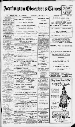 cover page of Accrington Observer and Times published on January 26, 1918