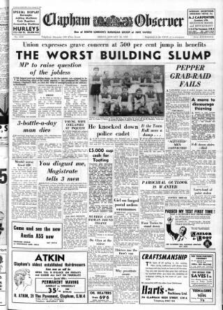 cover page of Clapham Observer published on January 30, 1959