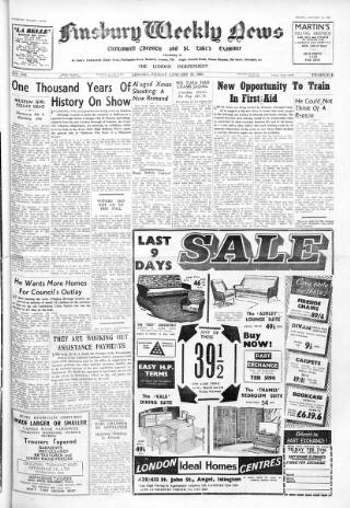 cover page of Finsbury Weekly News and Chronicle published on January 22, 1965