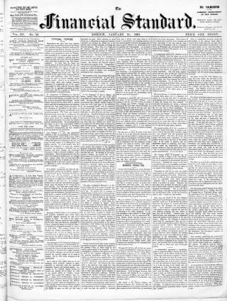 cover page of Financial Standard published on January 31, 1891