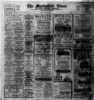 cover page of Macclesfield Times published on January 26, 1934