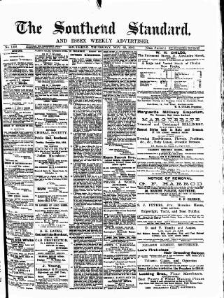 cover page of Southend Standard and Essex Weekly Advertiser published on November 23, 1893