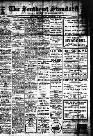 cover page of Southend Standard and Essex Weekly Advertiser published on December 6, 1917