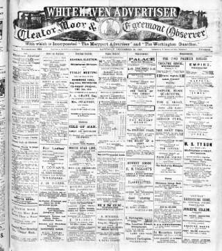 cover page of Whitehaven Advertiser and Cleator Moor and Egremont Observer published on December 14, 1918