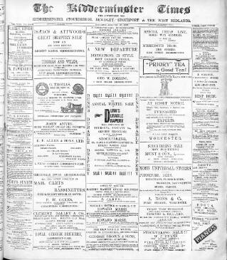 cover page of Kidderminster Times and Advertiser for Bewdley & Stourport published on January 25, 1902