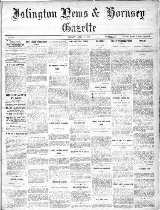 cover page of Islington News and Hornsey Gazette published on January 11, 1918