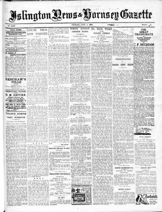 cover page of Islington News and Hornsey Gazette published on November 1, 1918