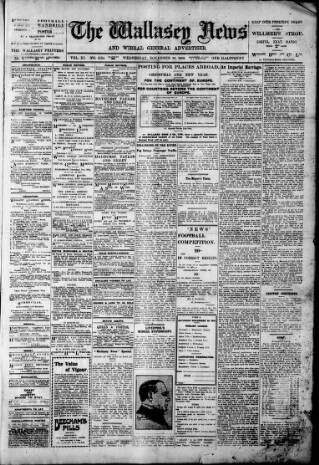 cover page of Wallasey News and Wirral General Advertiser published on November 23, 1910