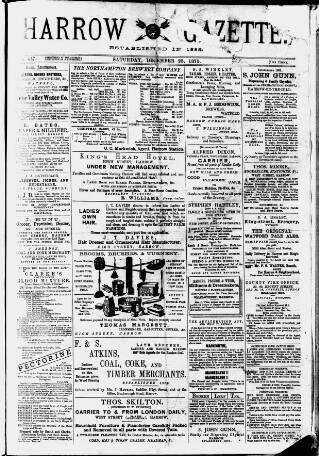 cover page of Harrow Gazette published on December 25, 1875