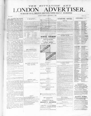 cover page of Situation and London Advertiser published on November 5, 1888