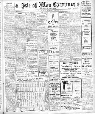 cover page of Isle of Man Examiner published on December 1, 1917