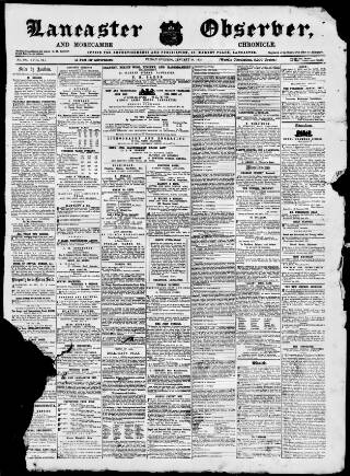 cover page of Lancaster Observer and Morecambe Chronicle published on January 26, 1872