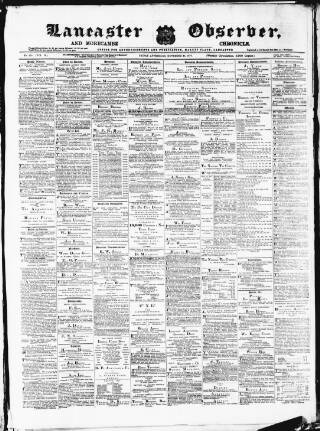 cover page of Lancaster Observer and Morecambe Chronicle published on November 23, 1877