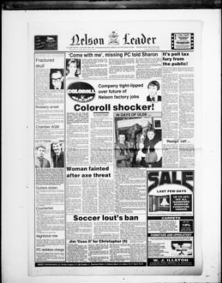 cover page of Nelson Leader published on January 26, 1990