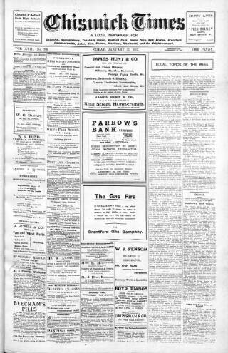 cover page of Chiswick Times published on January 31, 1913