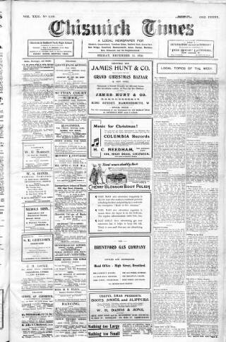 cover page of Chiswick Times published on December 15, 1916