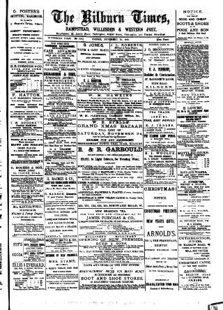 cover page of Kilburn Times published on November 23, 1883