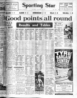 cover page of Sporting Star (Wolverhampton) published on November 28, 1970