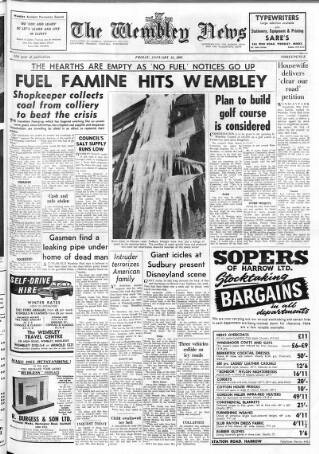 cover page of Wembley News published on January 25, 1963