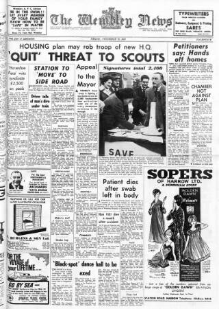 cover page of Wembley News published on November 29, 1963