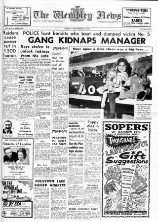 cover page of Wembley News published on December 20, 1963