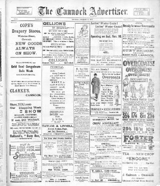 cover page of Cannock Advertiser published on November 10, 1923