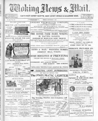 cover page of Woking News & Mail published on November 1, 1907