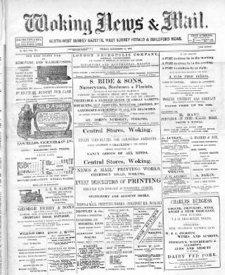 cover page of Woking News & Mail published on December 27, 1907