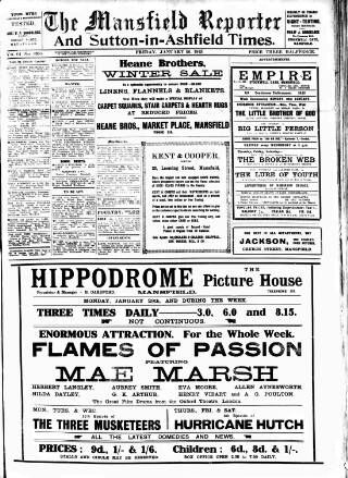 cover page of Mansfield Reporter published on January 26, 1923