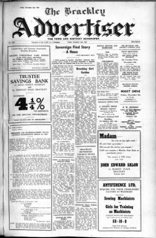 cover page of Brackley Advertiser published on December 2, 1960